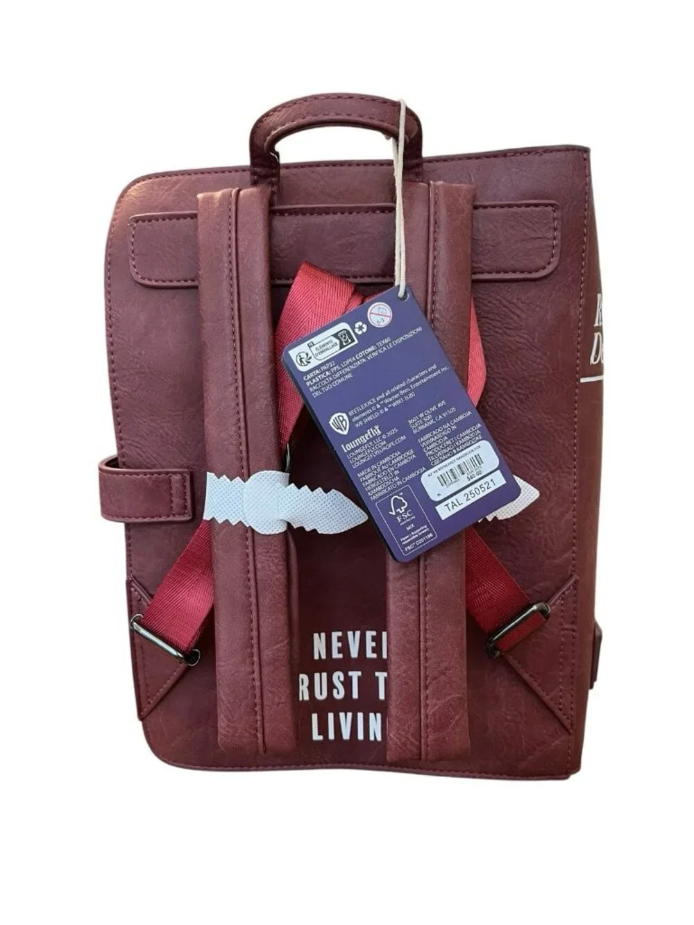 Loungefly Bettlejuice Handbook for the Recently Deceased Pin Trader Backpack NWT